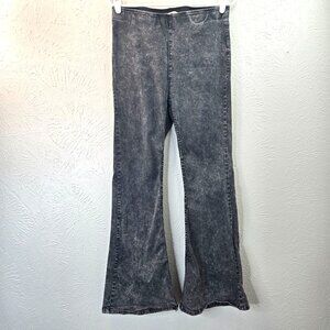 Mustard Seed Flare Jeans High Waisted Acid Wash Pull On Stretchy Pant Size Large